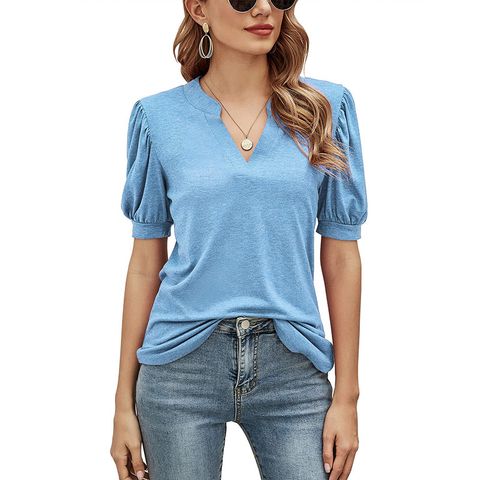 Women's T-shirt Short Sleeve T-Shirts Casual Elegant Solid Color