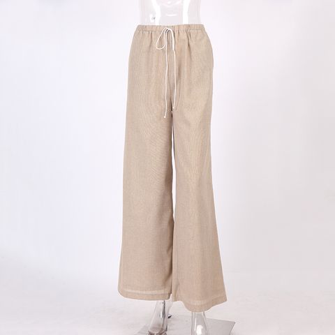 Holiday Daily Women's Vacation Solid Color Linen Ruffles Pants Sets Pants Sets