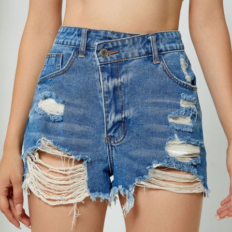 Women's Holiday Daily Streetwear Solid Color Shorts Jeans