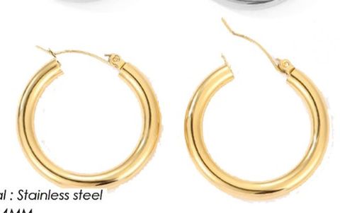 1 Pair Simple Style Geometric Solid Color Plating Stainless Steel 14K Gold Plated Rose Gold Plated Hoop Earrings