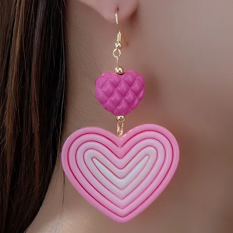 1 Pair IG Style Sweet Heart Shape Arylic Drop Earrings