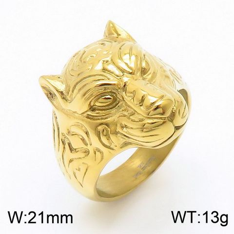Stainless Steel 18K Gold Plated Punk Tiger Charms Rings Bracelets
