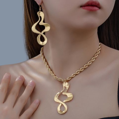 Elegant Glam Geometric Alloy Plating Women's Earrings Necklace