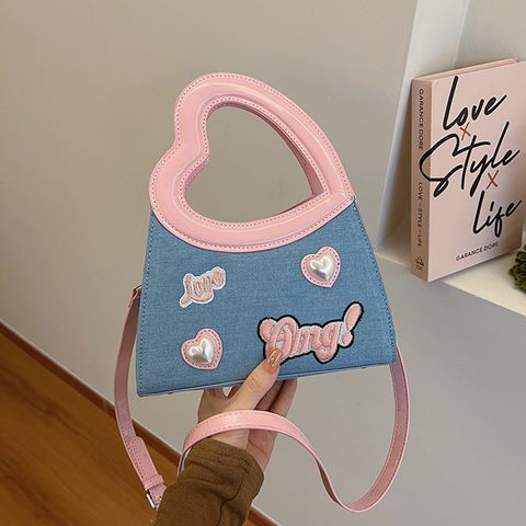 Women's Pu Leather Letter Heart Shape Cute Magnetic Buckle Handbag