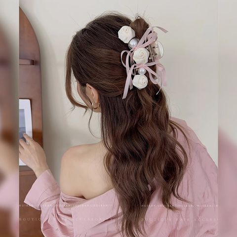 Women's Elegant Sweet Rose Plastic Hair Claws