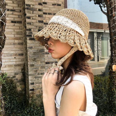 Women's Simple Style Solid Color Flat Eaves Straw Hat