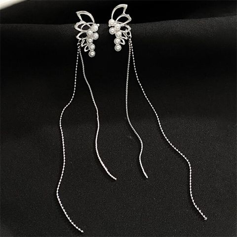 1 Pair Elegant Glam Wings Tassel Plating Inlay Alloy Artificial Pearls Drop Earrings