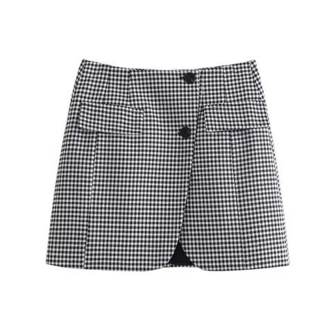Holiday Daily Women's Streetwear Houndstooth Polyester Pocket Skirt Sets Skirt Sets