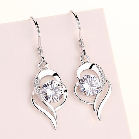 1 Pair Elegant Simple Style Geometric Sterling Silver Zircon Drop Earrings