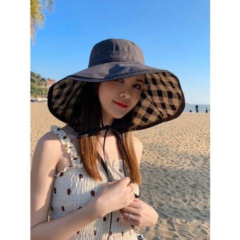 Women's Vintage Style Stripe Embroidery Big Eaves Sun Hat