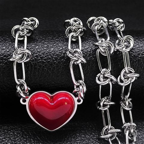 Hip-Hop Cool Style Heart Shape Stainless Steel ABS Pendant Necklace