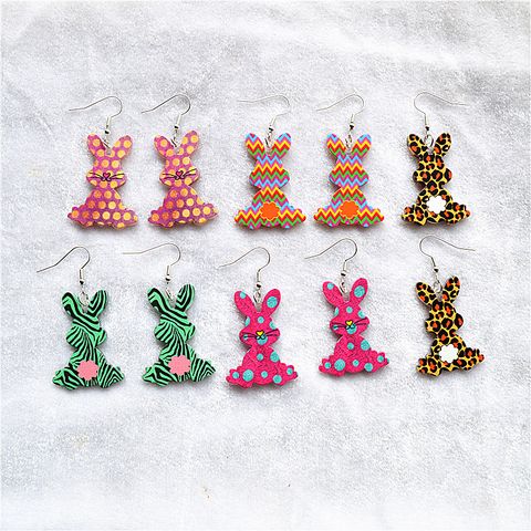 1 Pair IG Style Simple Style Rabbit Arylic Metal