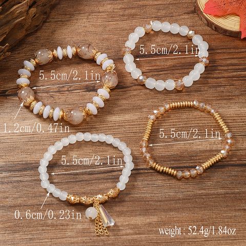Casual Retro Butterfly Arylic Alloy Rope Gem Pearl Beads Unisex Drawstring Bracelets