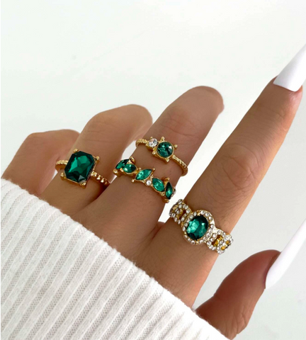Wholesale Jewelry Elegant Shiny Round Square Alloy Artificial Gemstones Artificial Diamond Plating Rings