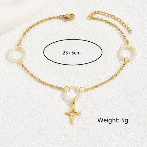 Beach Pastoral Simple Style Star Copper Beaded 18K Gold Plated Women's Anklet