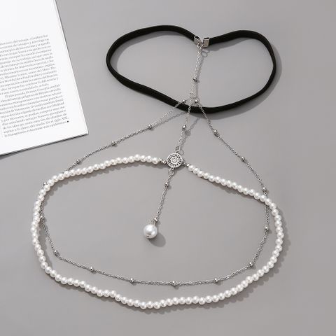 Sexy Solid Color Imitation Pearl Artificial Pearls Women's Body Chain