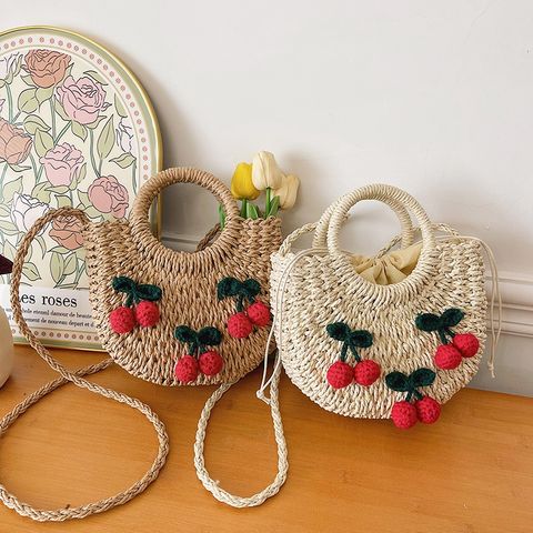 Women's Braid Fruit Solid Color Beach Sewing Thread String Handbag
