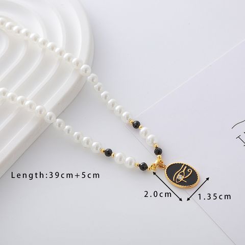 Elegant Cute Luxurious Geometric Devil's Eye Stainless Steel Natural Stone Glass Pearl Beaded Inlay Zircon 18K Gold Plated Women's Pendant Necklace