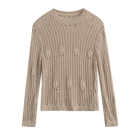Women's Sweater Long Sleeve Blouses Knitted Simple Style Streetwear Solid Color