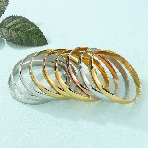 Simple Style Round Stainless Steel 18K Gold Plated Bangle In Bulk
