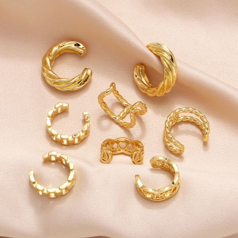 1 Pair Simple Style Solid Color Plating Copper 18K Gold Plated Ear Cuffs