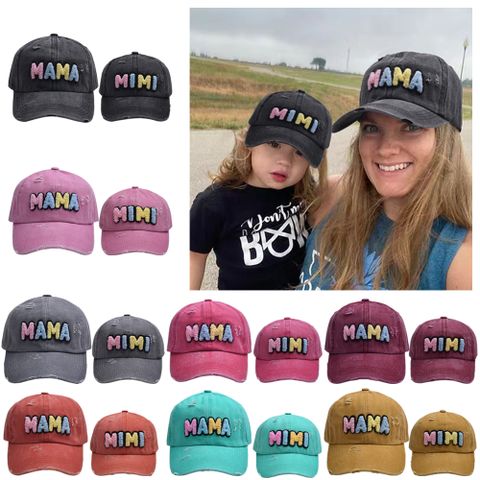 Mother&Daughter Mother&Son Simple Style Letter Embroidery Letter Embroidery Curved Eaves Baseball Cap