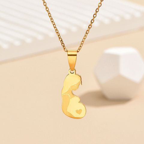 Casual Human Stainless Steel Alloy Plating Mother'S Day Women's Pendant Necklace
