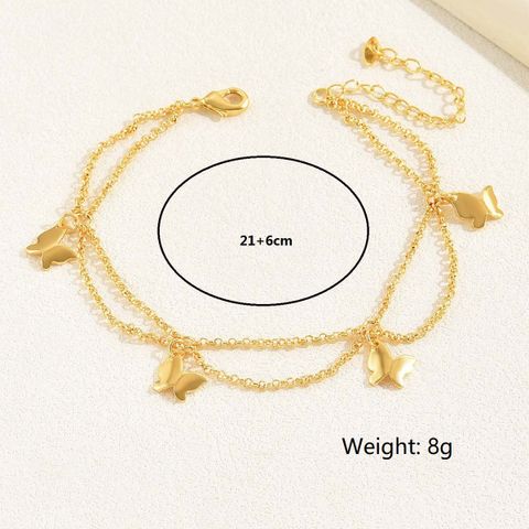 Simple Style Classic Style Solid Color Copper Plating 18K Gold Plated Women's Anklet