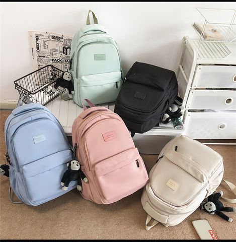 Solid Color Casual Daily Sports School Backpack