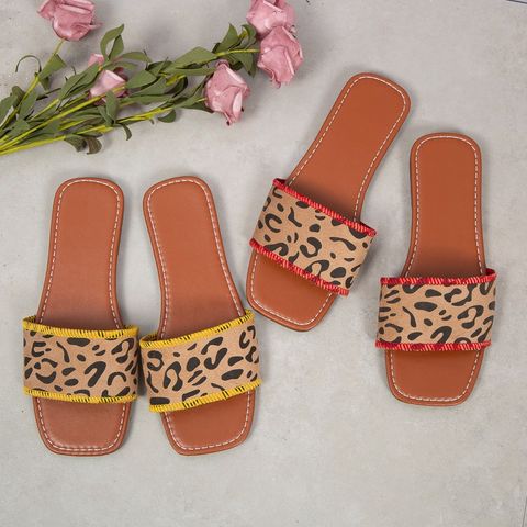 Women's Casual Leopard Square Toe Fashion Sandals