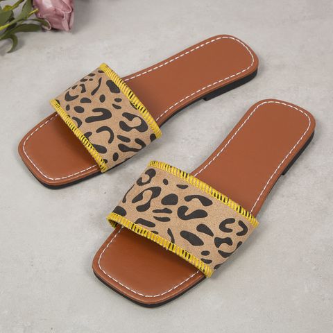 Women's Casual Leopard Square Toe Fashion Sandals
