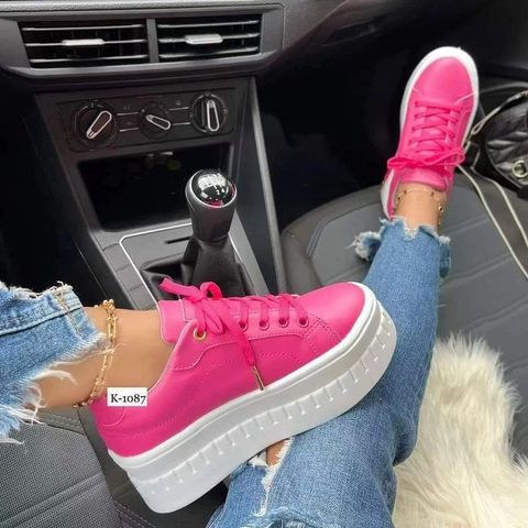 Women's Casual Vacation Solid Color Round Toe Sports Shoes