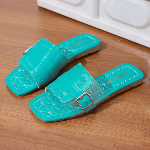 Women's Casual Solid Color Square Toe Slides Slippers