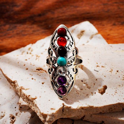 Wholesale Jewelry Vintage Style Printing Geometric Imitation Turquoise Alloy Plating Rings