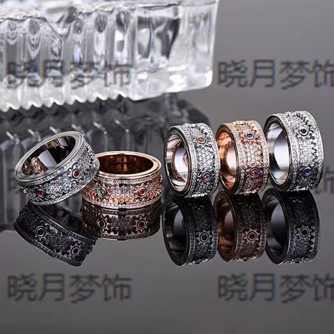 Wholesale Jewelry Simple Style Classic Style Solid Color Metal Zircon Inlay Rings