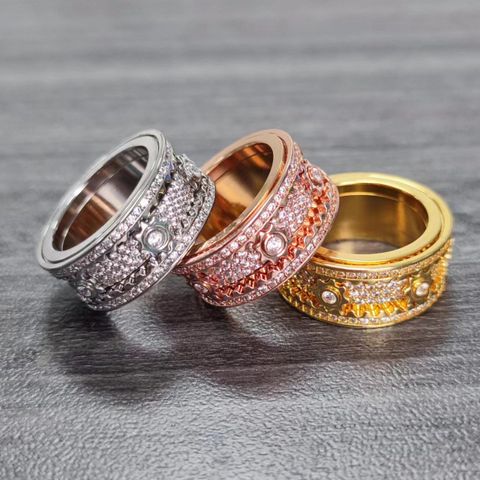 Wholesale Jewelry Simple Style Classic Style Geometric Metal Zircon Inlay Rings