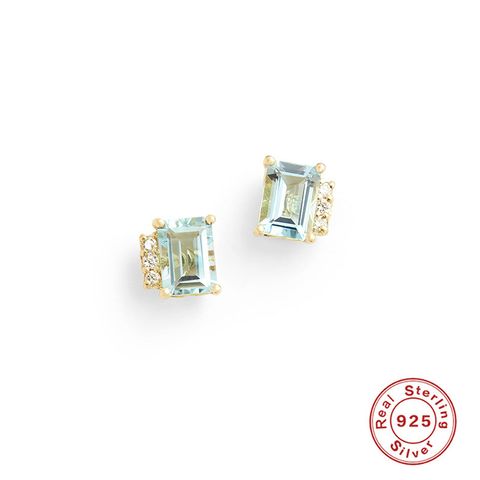 Sweet Simple Style Geometric Sterling Silver Plating Zircon Drop Earrings 1 Pair