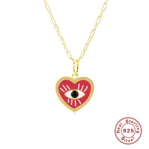 Hip-Hop Devil's Eye Palm Heart Shape Sterling Silver Plating Pendant Necklace 1 Piece