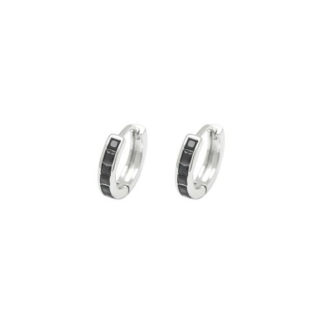 1 Pair Elegant Simple Style Circle Copper Zircon Silver Plated Hoop Earrings