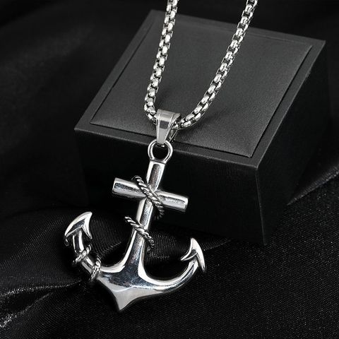 Casual Simple Style Anchor Titanium Steel Men's Pendant Necklace