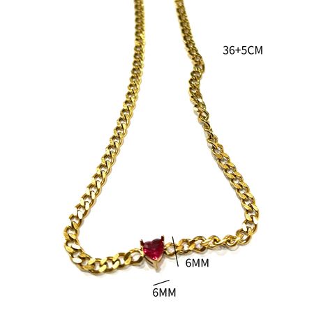 201 Stainless Steel Glass Gold Plated Casual Simple Style Plating Three-dimensional Square Zircon Pendant Necklace