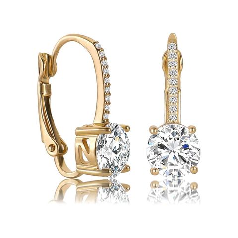 1 Pair Elegant Glam Oval Copper Zircon K Gold Plated Rose Gold Plated White Gold Plated Hoop Earrings