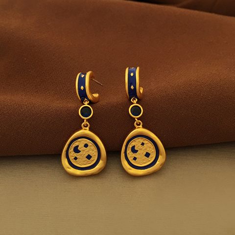 Casual Simple Style Star Moon Copper Plating Drop Earrings 1 Pair
