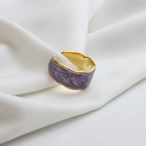 Wholesale Retro Geometric Copper Enamel Plating Open Rings