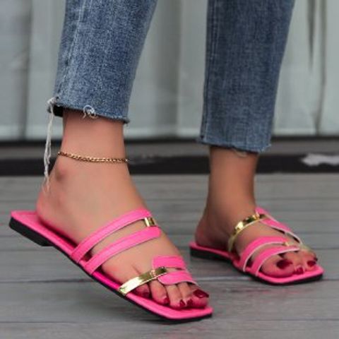 Women's Casual Color Block Open Toe Slides Slippers