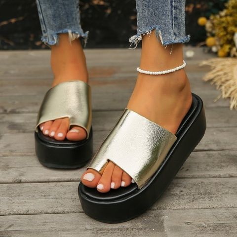 Women's Basic Solid Color Round Toe Open Toe Slides Slippers