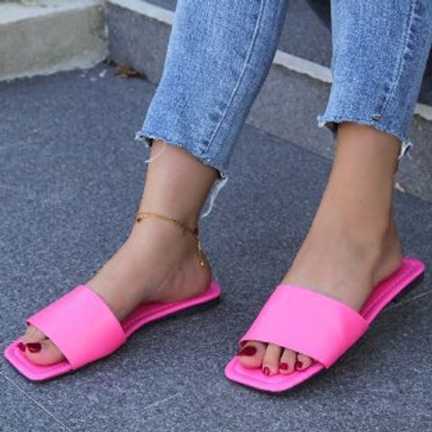 Women's Casual Solid Color Open Toe Slides Slippers