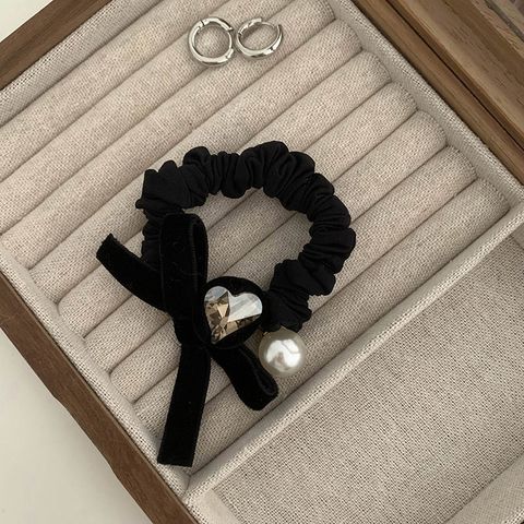 Women's IG Style Heart Shape Bow Knot Velvet Hair Tie