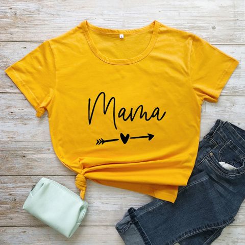 Women's T-shirt Short Sleeve T-Shirts Casual MAMA Classic Style Letter