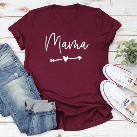 Women's T-shirt Short Sleeve T-Shirts Casual MAMA Classic Style Letter